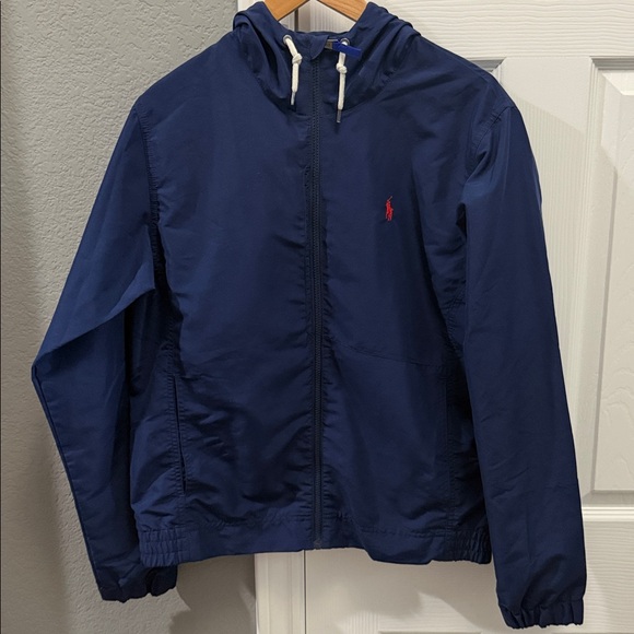 Polo Ralph Lauren mens navy packable water repellent hooded jacket size small